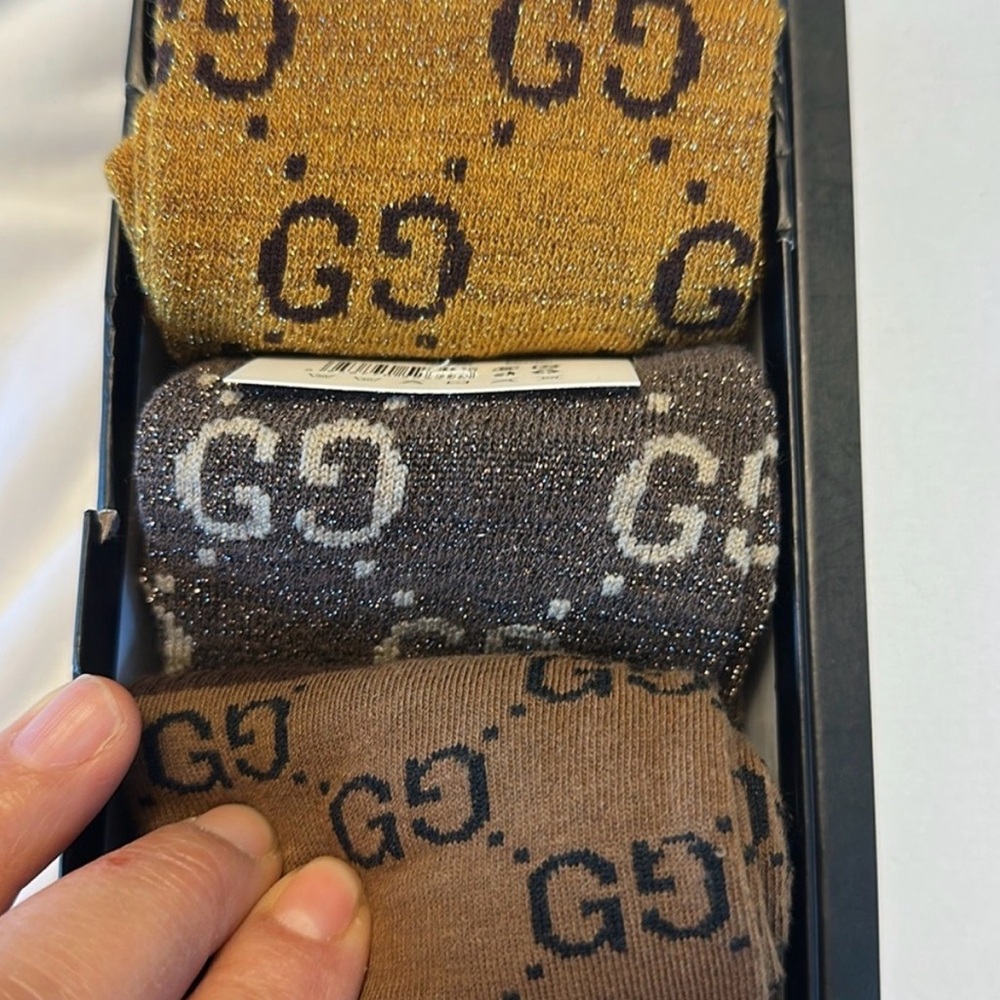 Gucci Socks in Brown, Black/Silver, Red, Green, and Gold - Picture 4 of 6